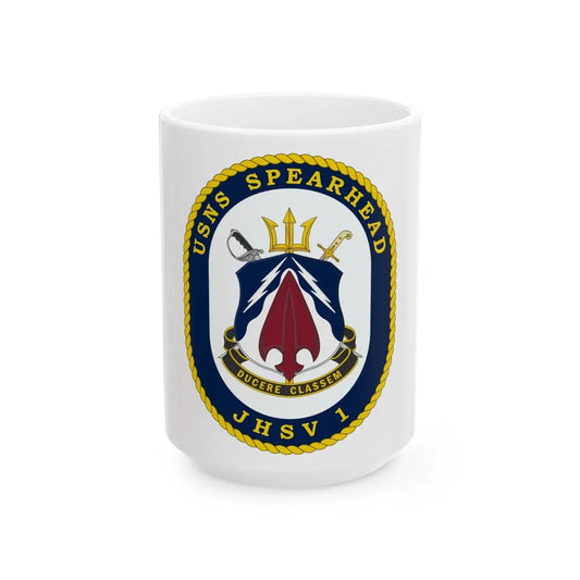 USNS Spearhead JHSV 1 (U.S. Navy) White Coffee Mug-15oz-Go Mug Yourself