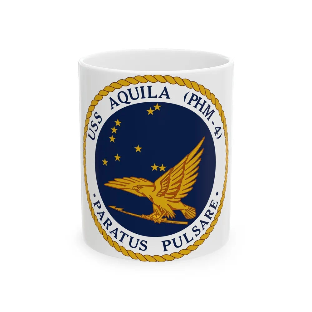 USS Aquila PHM 4 (U.S. Navy) White Coffee Mug-11oz-Go Mug Yourself