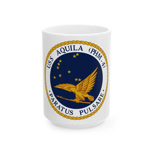 USS Aquila PHM 4 (U.S. Navy) White Coffee Mug-15oz-Go Mug Yourself