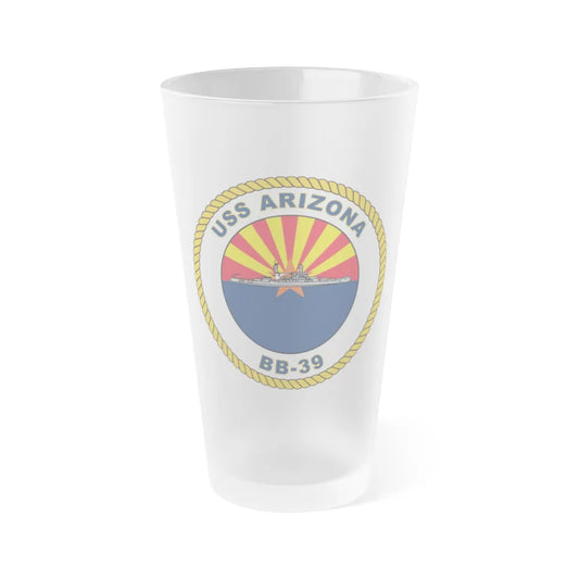 USS Arizona BB 39 (U.S. Navy) Frosted Pint Glass 16oz-Go Mug Yourself