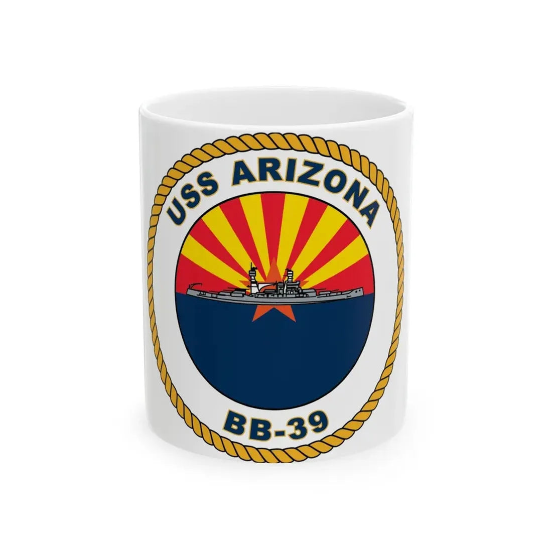 USS Arizona BB 39 (U.S. Navy) White Coffee Mug 11oz - Go Mug Yourself