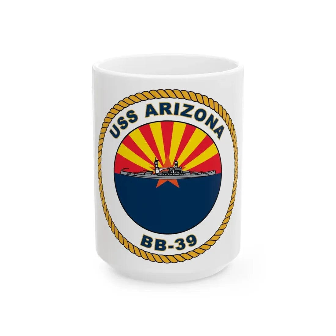USS Arizona BB 39 (U.S. Navy) White Coffee Mug 15oz - Go Mug Yourself