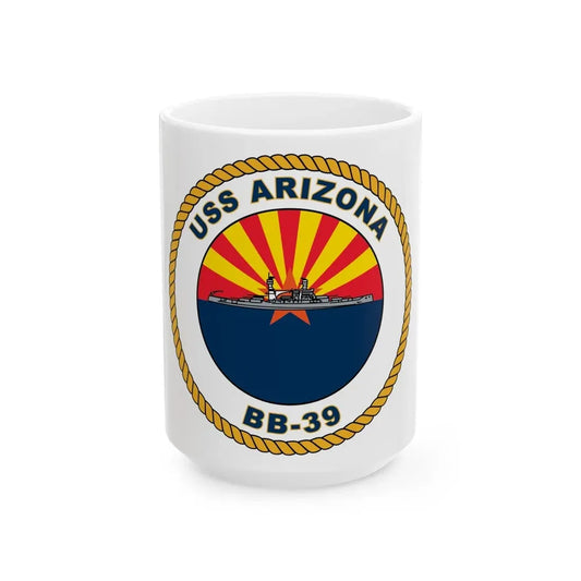 USS Arizona BB 39 (U.S. Navy) White Coffee Mug 15oz - Go Mug Yourself
