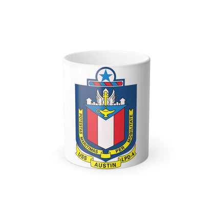 USS Austin LPD 4 Potestas Maritimas Per Mobilitate (U.S. Navy) Color Changing Mug 11oz-11oz-Go Mug Yourself
