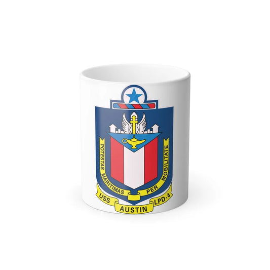 USS Austin LPD 4 Potestas Maritimas Per Mobilitate (U.S. Navy) Color Changing Mug 11oz-11oz-Go Mug Yourself