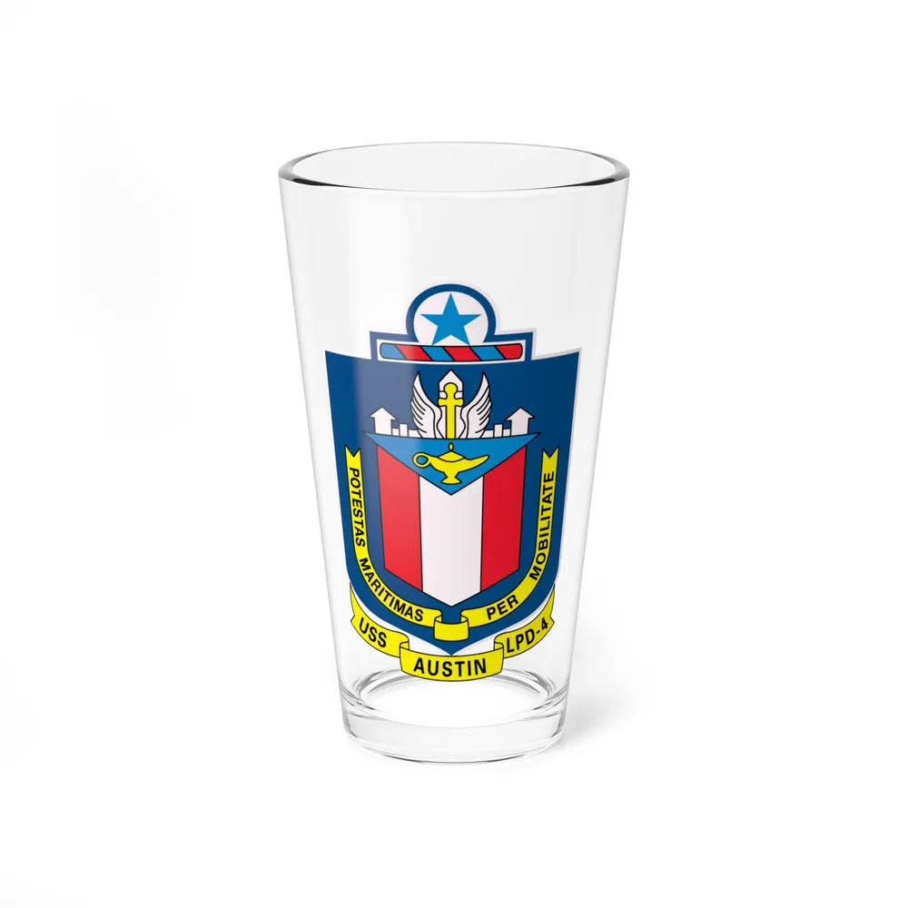 USS Austin LPD 4 Potestas Maritimas Per Mobilitate (U.S. Navy) Pint Glass 16oz-16oz-Go Mug Yourself