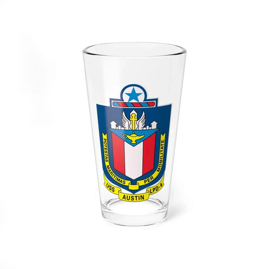 USS Austin LPD 4 Potestas Maritimas Per Mobilitate (U.S. Navy) Pint Glass 16oz 16oz - Go Mug Yourself