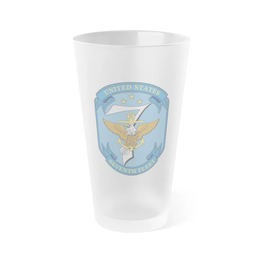 USS Blue Ridge Seventh Fleet (U.S. Navy) Frosted Pint Glass 16oz-Go Mug Yourself