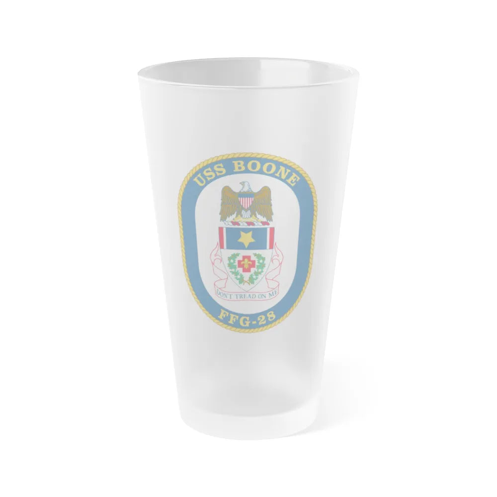 USS Boone FFG 28 (U.S. Navy) Frosted Pint Glass 16oz-Go Mug Yourself