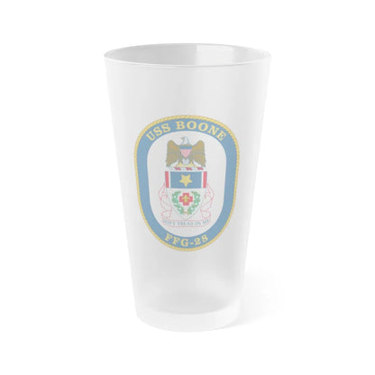 USS Boone FFG 28 (U.S. Navy) Frosted Pint Glass 16oz-Go Mug Yourself