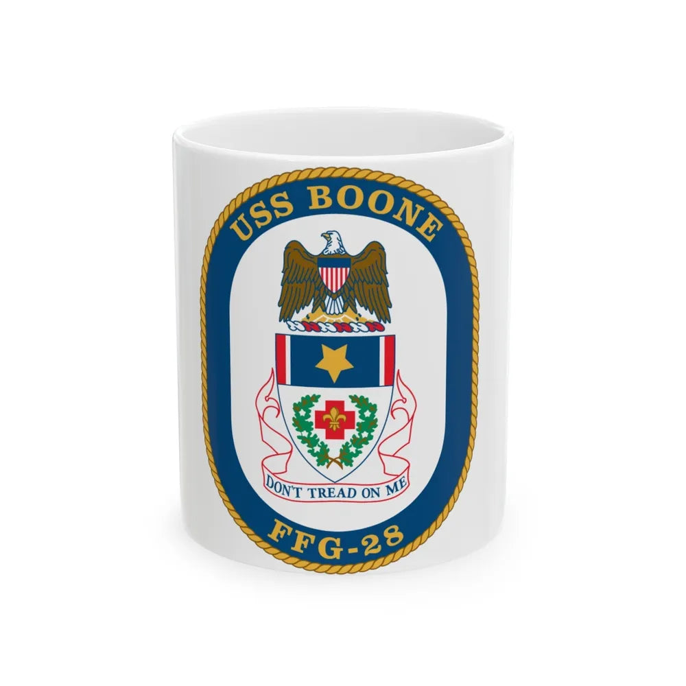 USS Boone FFG 28 (U.S. Navy) White Coffee Mug-11oz-Go Mug Yourself