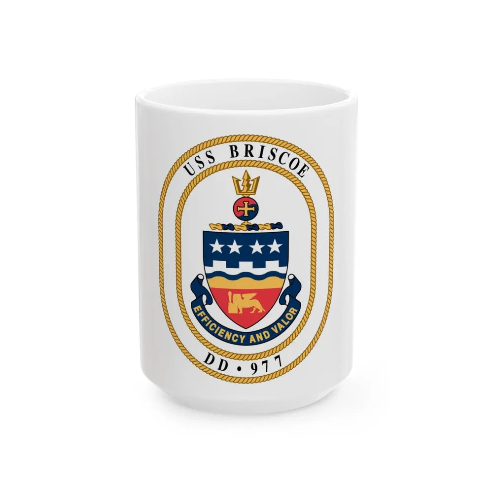 USS Briscoe DD 977 (U.S. Navy) White Coffee Mug-15oz-Go Mug Yourself