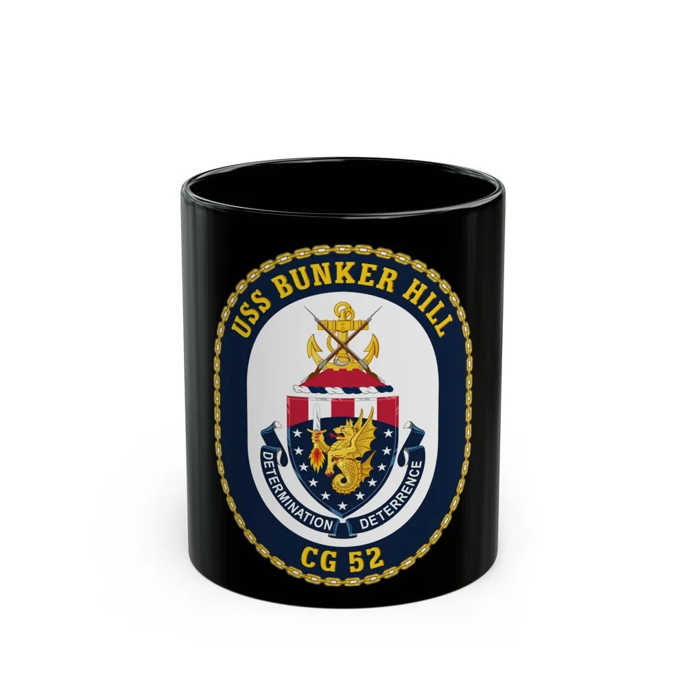 USS Bunker Hill CG 52 Crest (U.S. Navy) Black Coffee Mug-11oz-Go Mug Yourself