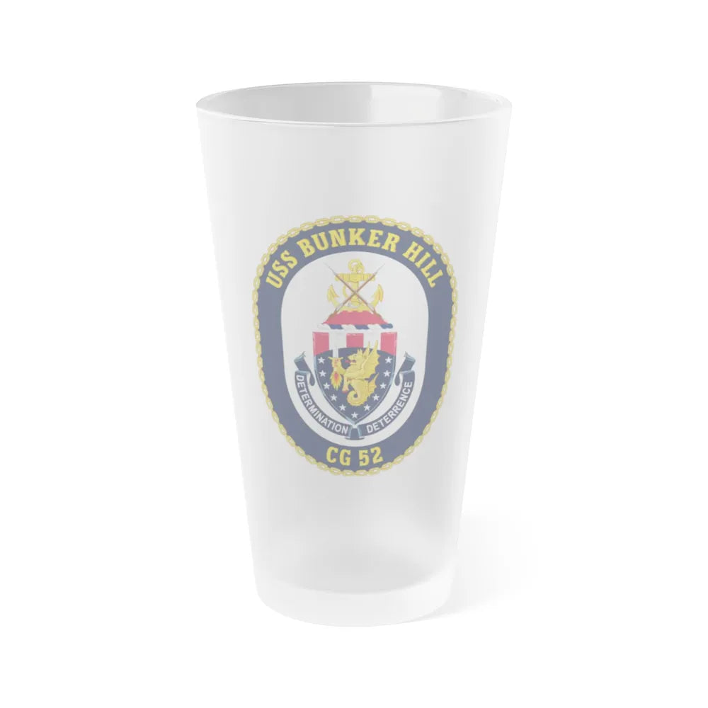 USS Bunker Hill CG 52 Crest (U.S. Navy) Frosted Pint Glass 16oz-Go Mug Yourself