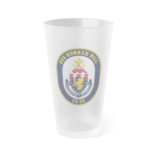 USS Bunker Hill CG 52 Crest (U.S. Navy) Frosted Pint Glass 16oz-Go Mug Yourself