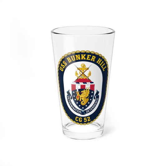 USS Bunker Hill CG 52 Crest (U.S. Navy) Pint Glass 16oz-16oz-Go Mug Yourself