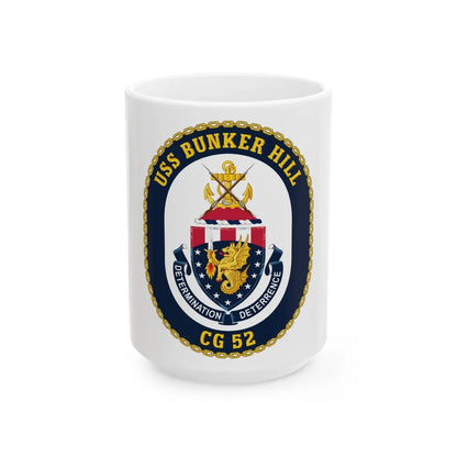 USS Bunker Hill CG 52 Crest (U.S. Navy) White Coffee Mug-15oz-Go Mug Yourself