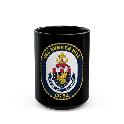 USS Bunker Hill CG 52 Crest (U.S. Navy) Black Coffee Mug 15oz - Go Mug Yourself