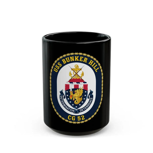 USS Bunker Hill CG 52 Crest (U.S. Navy) Black Coffee Mug 15oz - Go Mug Yourself