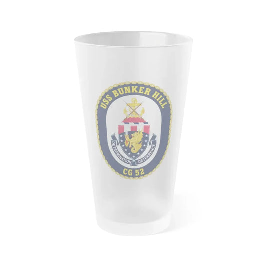 USS Bunker Hill CG 52 Crest (U.S. Navy) Frosted Pint Glass 16oz Default Title - Go Mug Yourself
