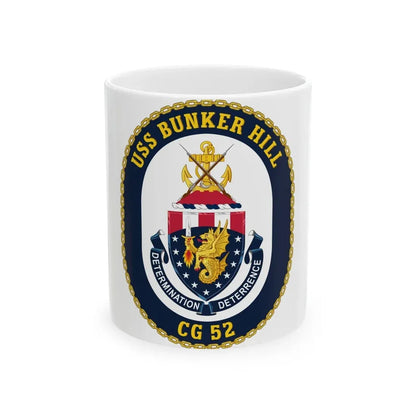 USS Bunker Hill CG 52 Crest (U.S. Navy) White Coffee Mug 11oz - Go Mug Yourself