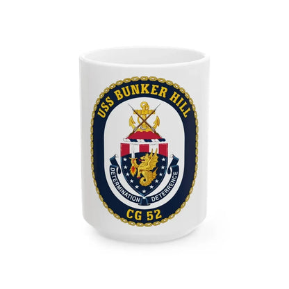 USS Bunker Hill CG 52 Crest (U.S. Navy) White Coffee Mug 15oz - Go Mug Yourself