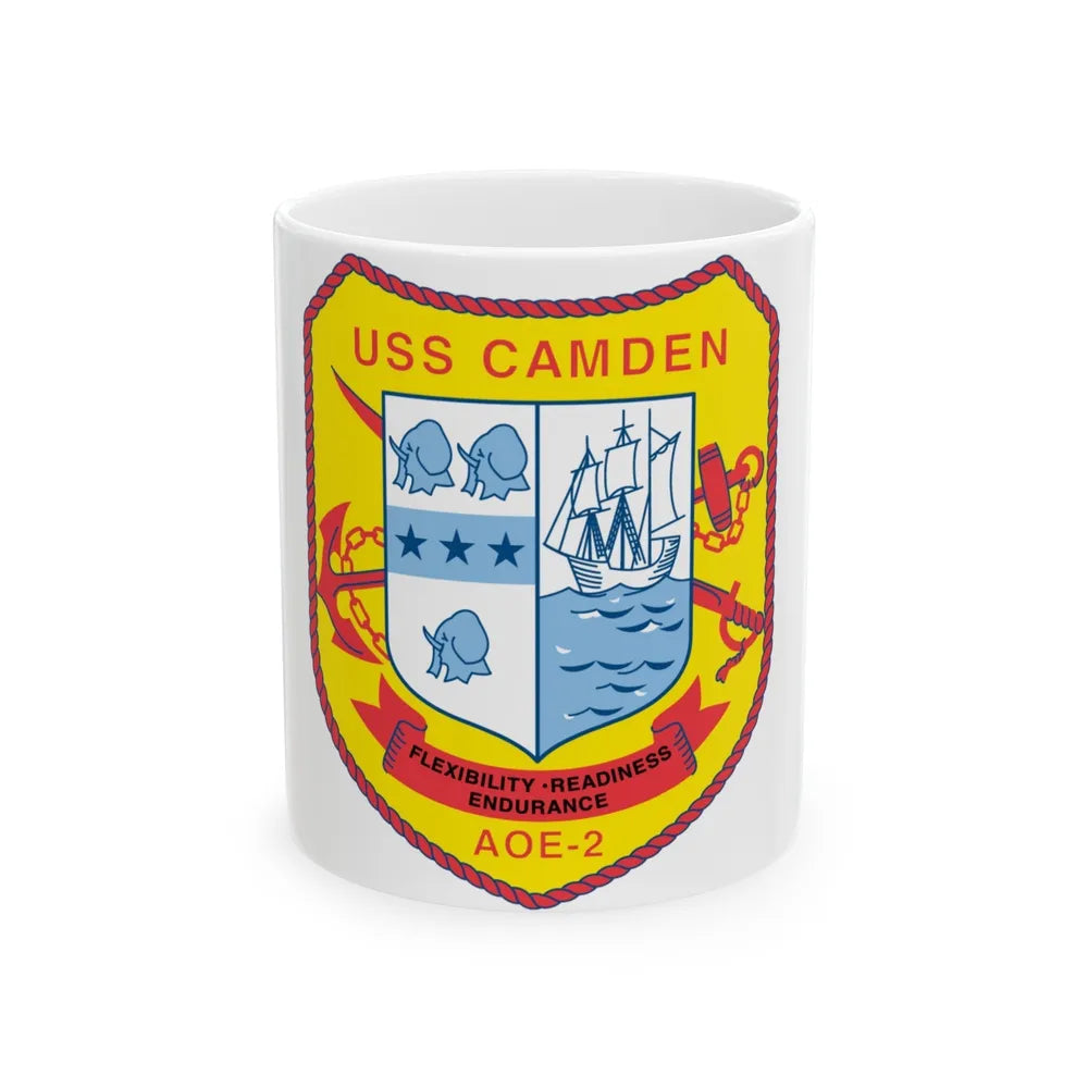 USS CAMDEN AOE 2 (U.S. Navy) White Coffee Mug-11oz-Go Mug Yourself