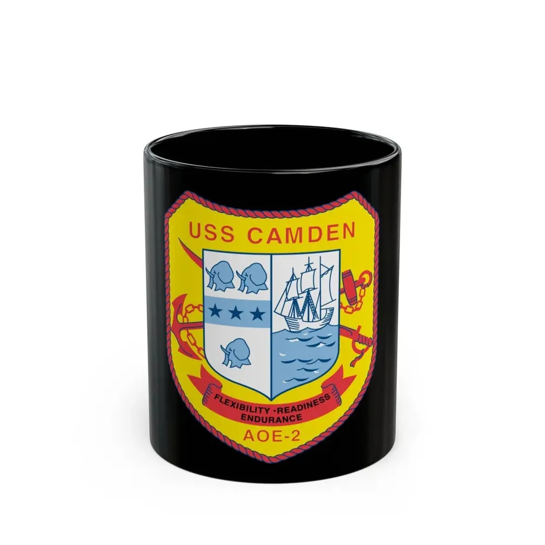 USS CAMDEN AOE 2 (U.S. Navy) Black Coffee Mug 11oz - Go Mug Yourself