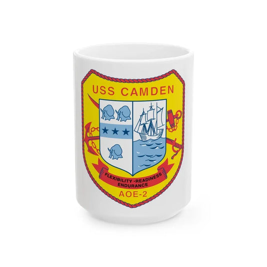 USS CAMDEN AOE 2 (U.S. Navy) White Coffee Mug 15oz - Go Mug Yourself