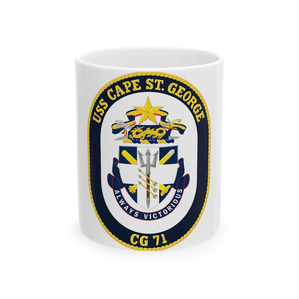 USS Cape St George CG 71 Crest (U.S. Navy) White Coffee Mug-11oz-Go Mug Yourself