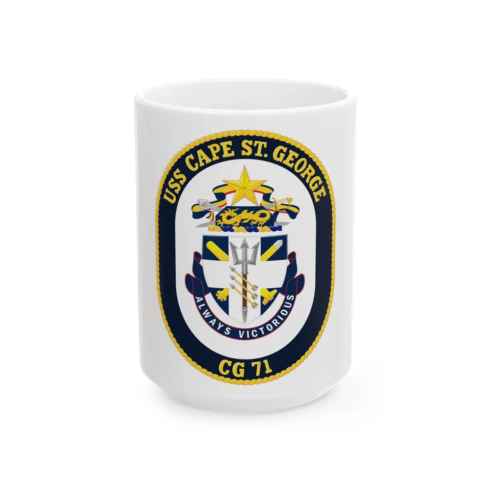 USS Cape St George CG 71 Crest (U.S. Navy) White Coffee Mug-15oz-Go Mug Yourself