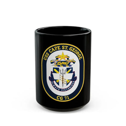 USS Cape St George CG 71 Crest (U.S. Navy) Black Coffee Mug 15oz - Go Mug Yourself