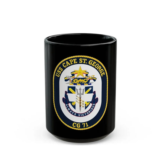USS Cape St George CG 71 Crest (U.S. Navy) Black Coffee Mug 15oz - Go Mug Yourself