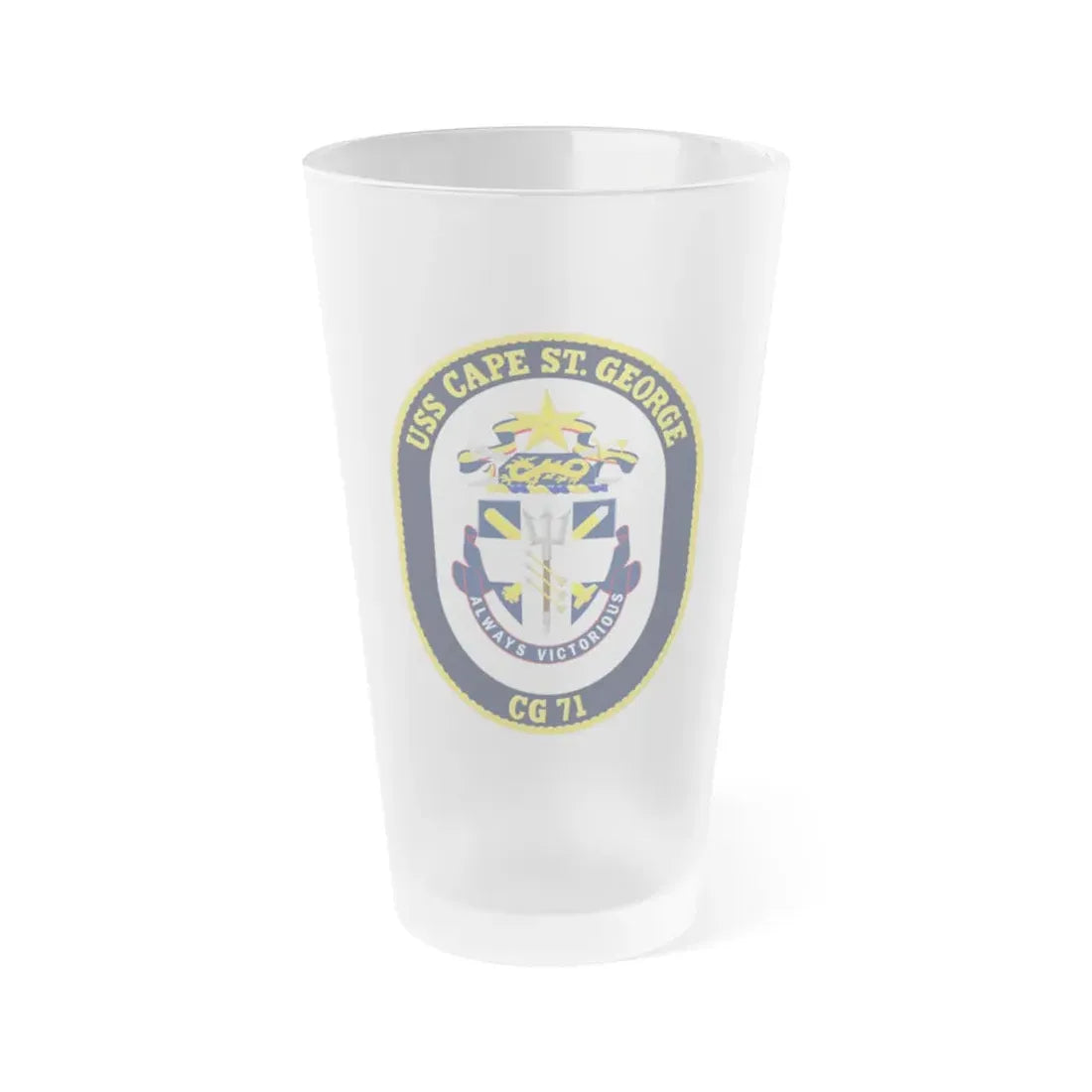 USS Cape St George CG 71 Crest (U.S. Navy) Frosted Pint Glass 16oz Default Title - Go Mug Yourself