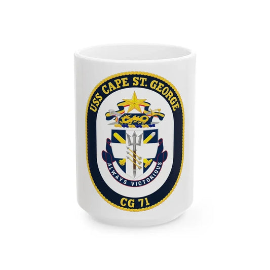 USS Cape St George CG 71 Crest (U.S. Navy) White Coffee Mug 15oz - Go Mug Yourself