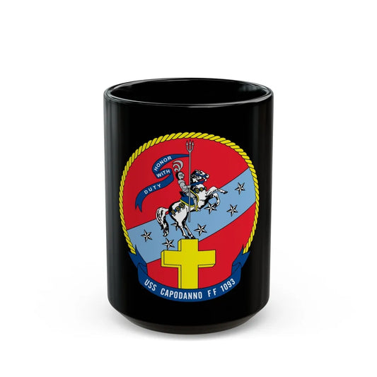 USS Capodanno FF 1093 (U.S. Navy) Black Coffee Mug-15oz-Go Mug Yourself