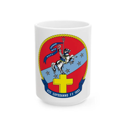 USS Capodanno FF 1093 (U.S. Navy) White Coffee Mug-15oz-Go Mug Yourself