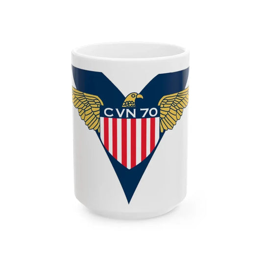 USS Carl Vinson CVN 70 CHUCKY V2 (U.S. Navy) White Coffee Mug 15oz - Go Mug Yourself