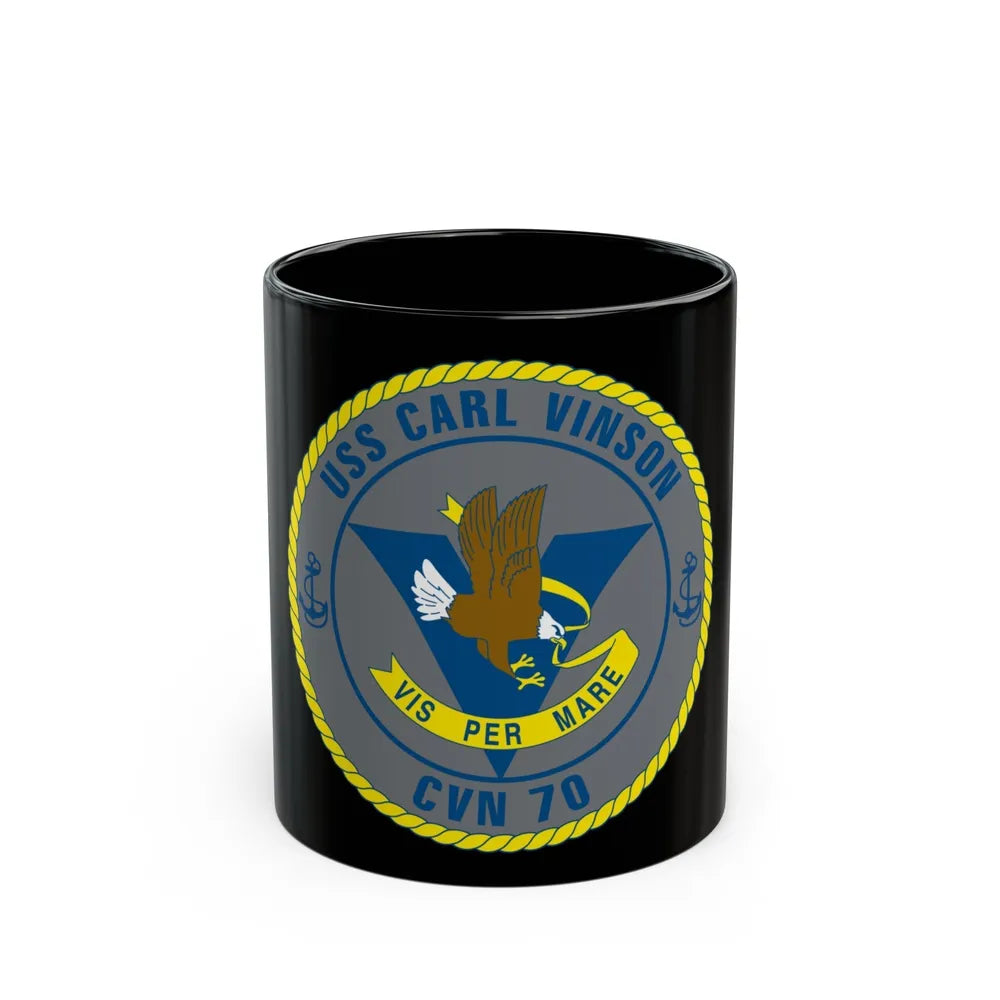 USS Carl Vinson CVN 70 (U.S. Navy) Black Coffee Mug-11oz-Go Mug Yourself