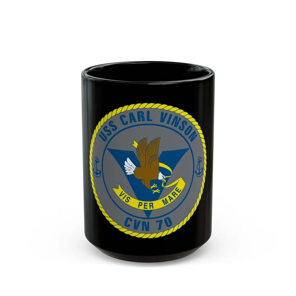 USS Carl Vinson CVN 70 (U.S. Navy) Black Coffee Mug-15oz-Go Mug Yourself