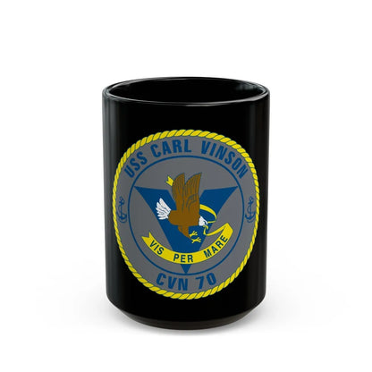 USS Carl Vinson CVN 70 (U.S. Navy) Black Coffee Mug-15oz-Go Mug Yourself