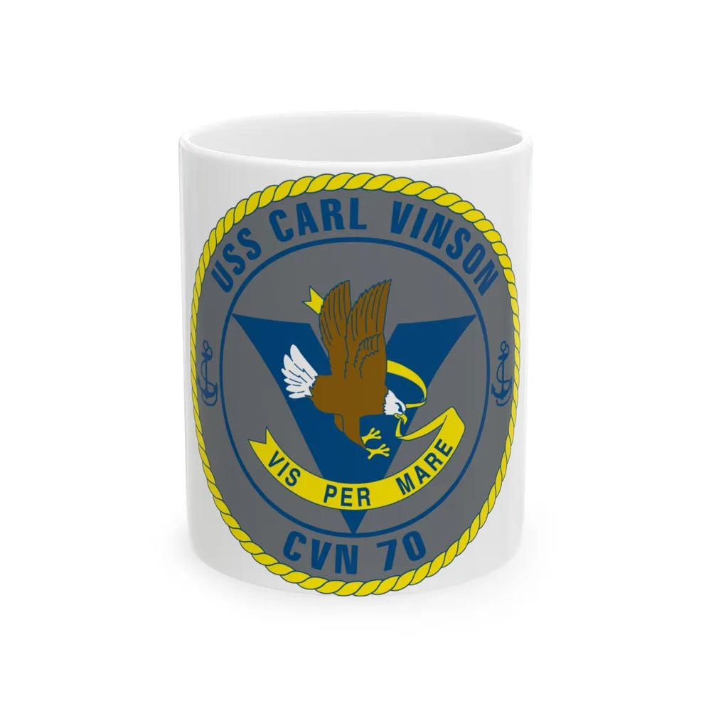 USS Carl Vinson CVN 70 (U.S. Navy) White Coffee Mug-11oz-Go Mug Yourself