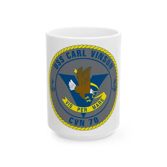 USS Carl Vinson CVN 70 (U.S. Navy) White Coffee Mug-15oz-Go Mug Yourself