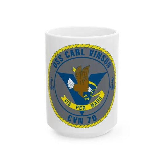 USS Carl Vinson CVN 70 (U.S. Navy) White Coffee Mug 15oz - Go Mug Yourself