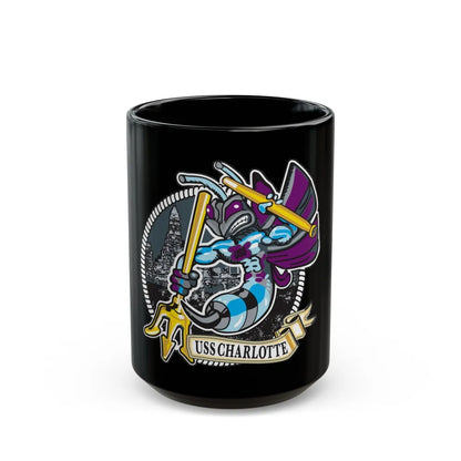 USS Charlotte SSN 766 (U.S. Navy) Black Coffee Mug-15oz-Go Mug Yourself