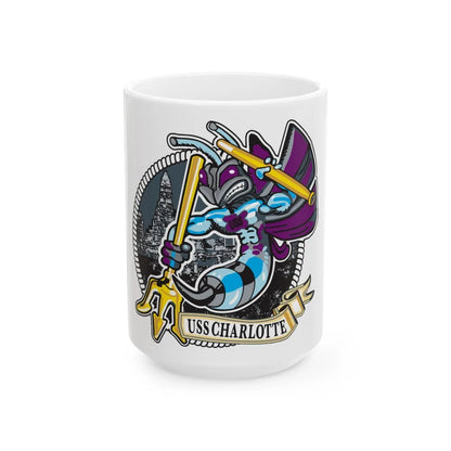 USS Charlotte SSN 766 (U.S. Navy) White Coffee Mug-15oz-Go Mug Yourself