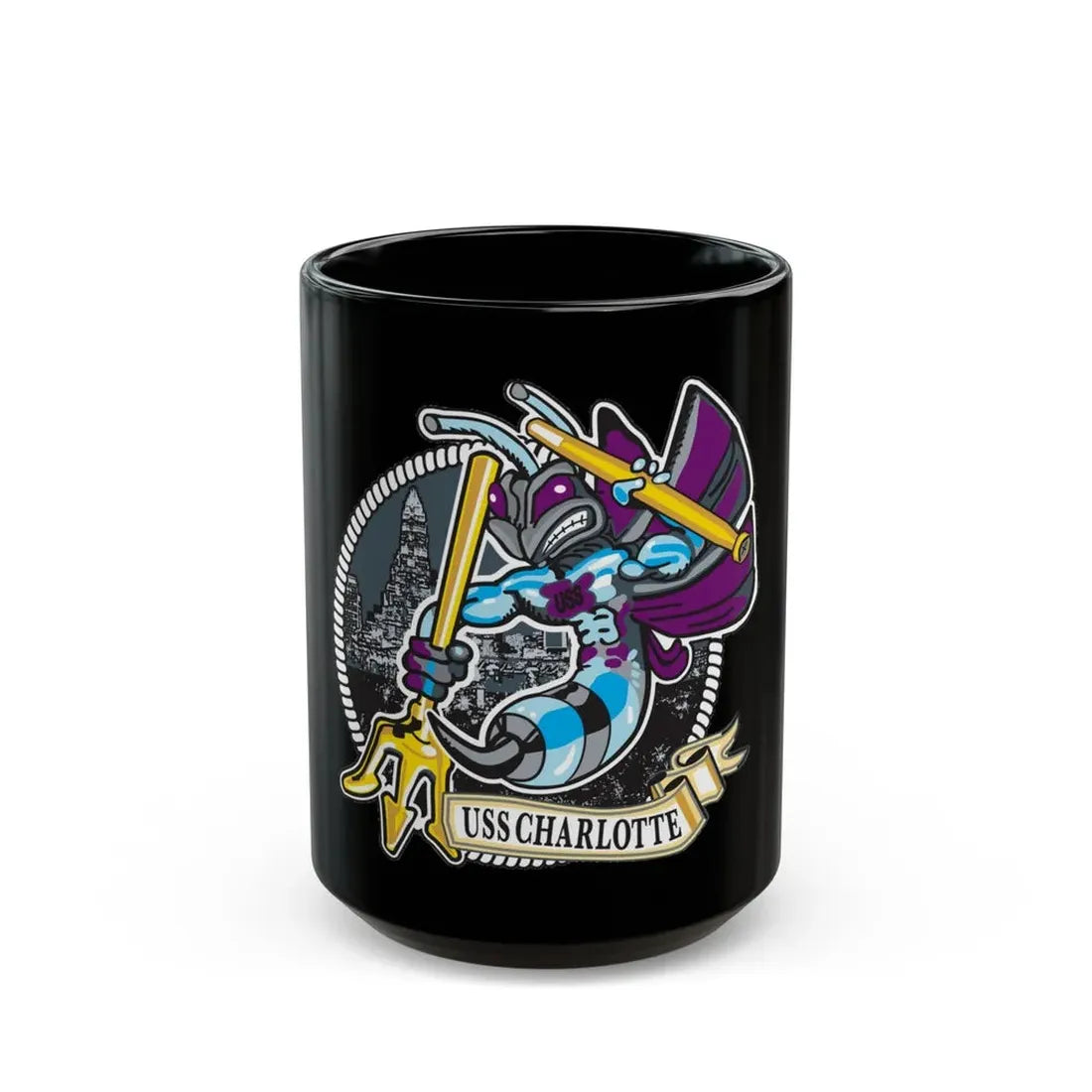 USS Charlotte SSN 766 (U.S. Navy) Black Coffee Mug 15oz - Go Mug Yourself