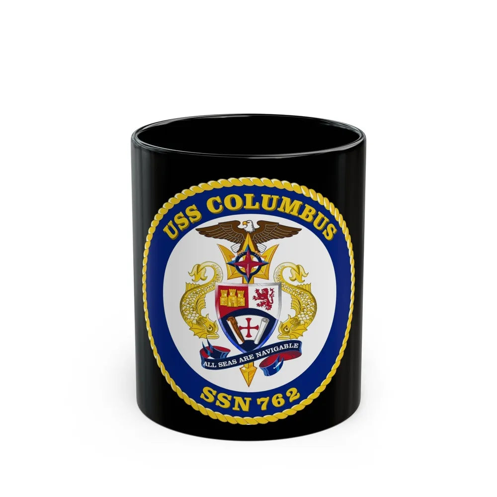 USS Columbus SSN 762 (U.S. Navy) Black Coffee Mug-11oz-Go Mug Yourself