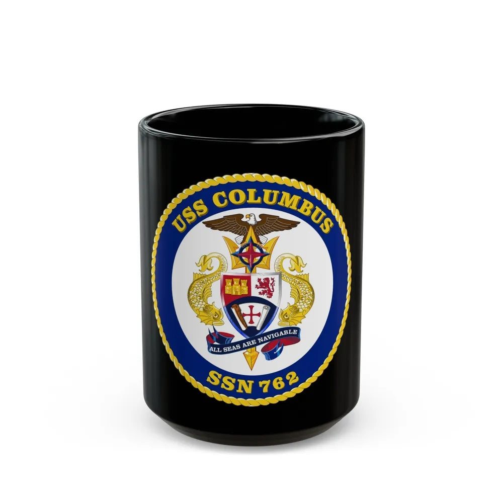 USS Columbus SSN 762 (U.S. Navy) Black Coffee Mug-15oz-Go Mug Yourself