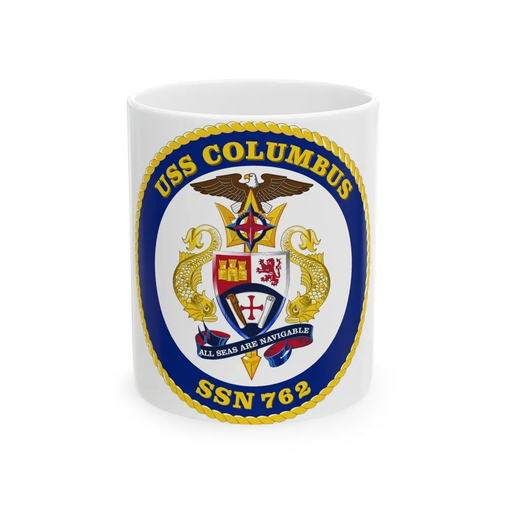 USS Columbus SSN 762 (U.S. Navy) White Coffee Mug-11oz-Go Mug Yourself